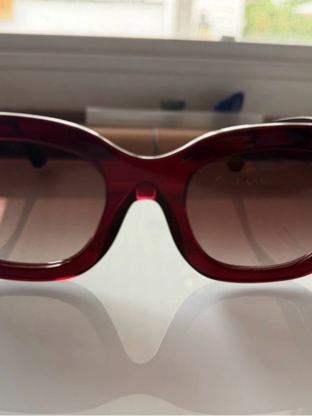 THIERRY LASRY Deep Red Gradient Lens Sunglasses w/Case